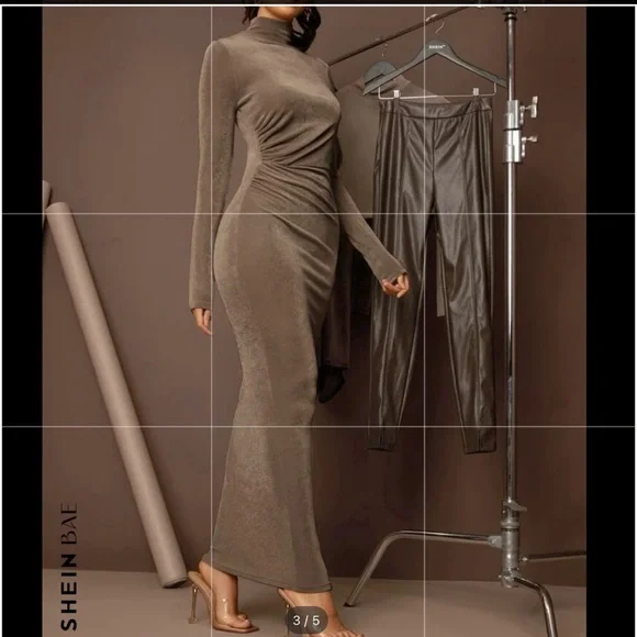 SHEIN BAE High Neck Solid Bodycon Dress new - Picture 7 of 11